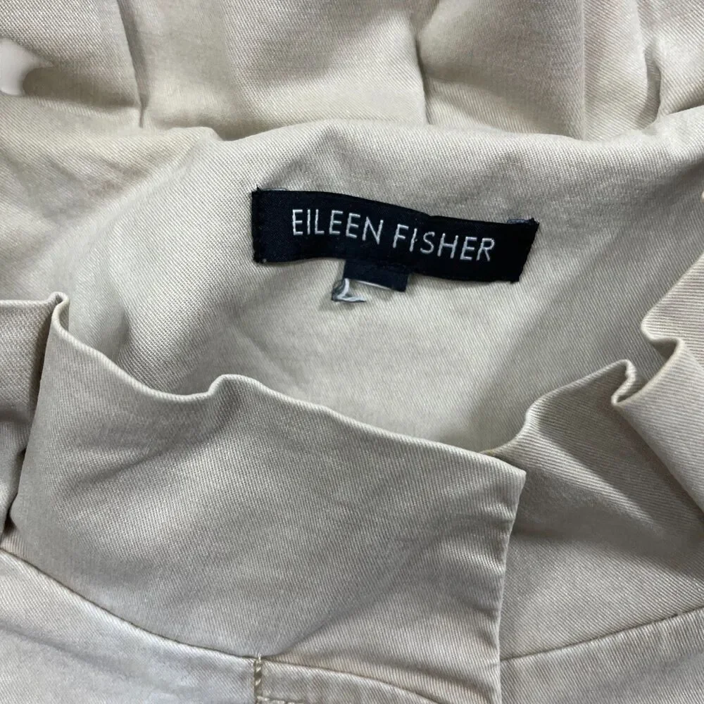 Eileen Fisher Medium Beige Jacket Medium‎ Weight Cotton Blend (READ) no size tag